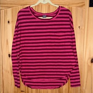 bobi Pink and Maroon Striped Active Wear Long Sleeve Top